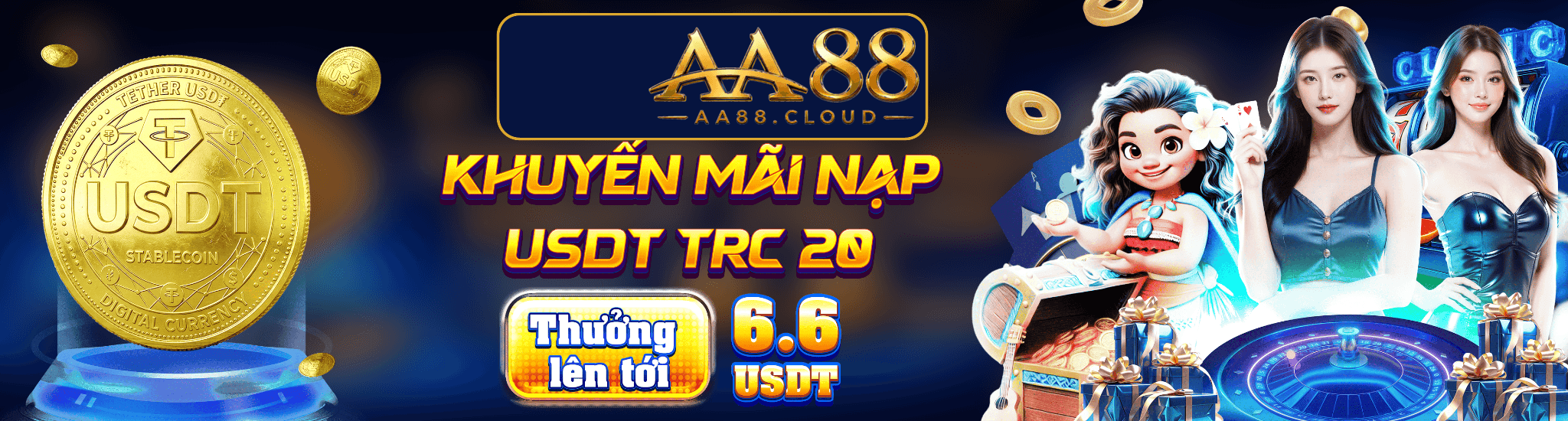 Trang chủ AA88 – Banner ưu đãi USDT TRC20 Banner trang chủ AA88 và thông tin ưu đãi USDT TRC20